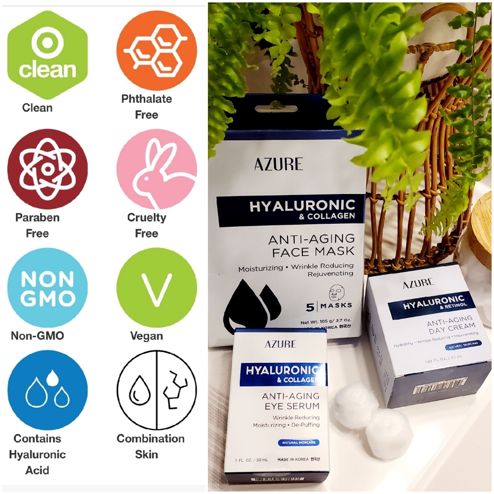 Hyaluronic Acid & Collagen Facial Serum Set By Azure Hyaluronic